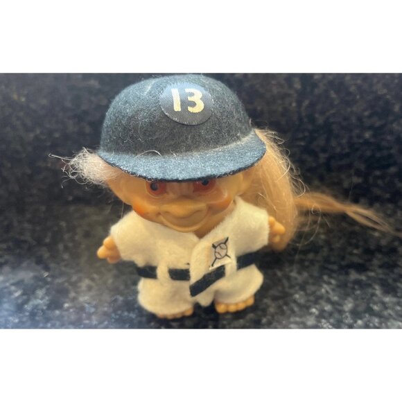 Vtg 1960's Rootie Tab Neck 3” Troll Doll withOrange Hair and Bulgy